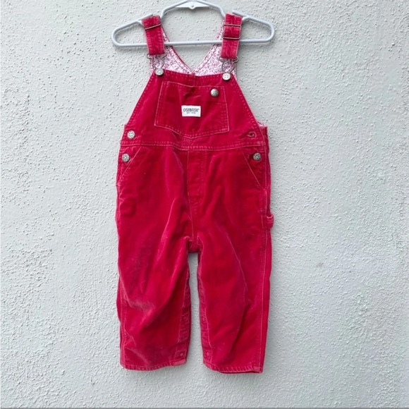 OshKosh B'gosh Other - Oshkosh velvet red overalls Sz 18 months